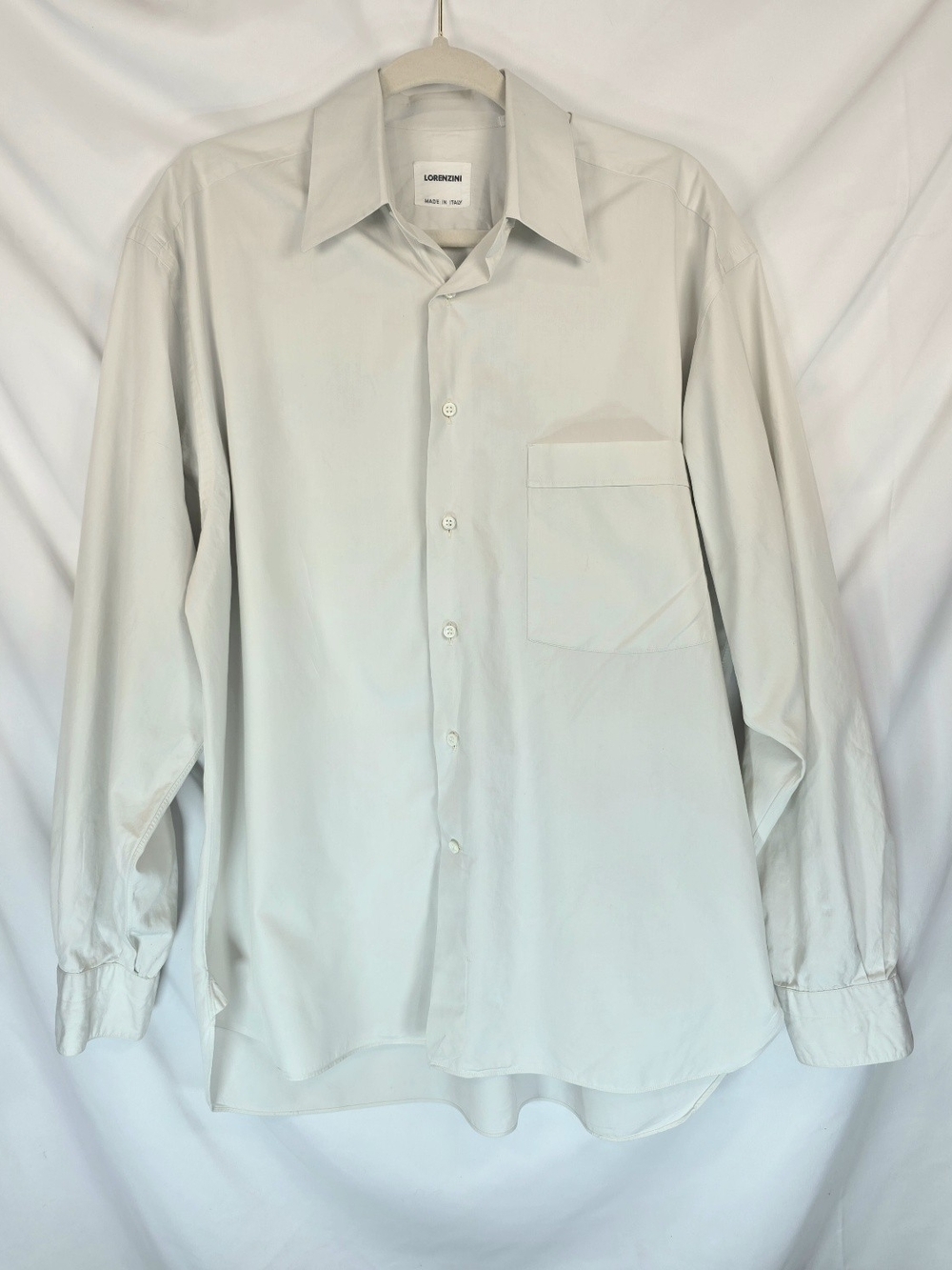 Lorenzini Italy Men's Dress Shirt Sz L Cream Off White Long Sleeve Button Front